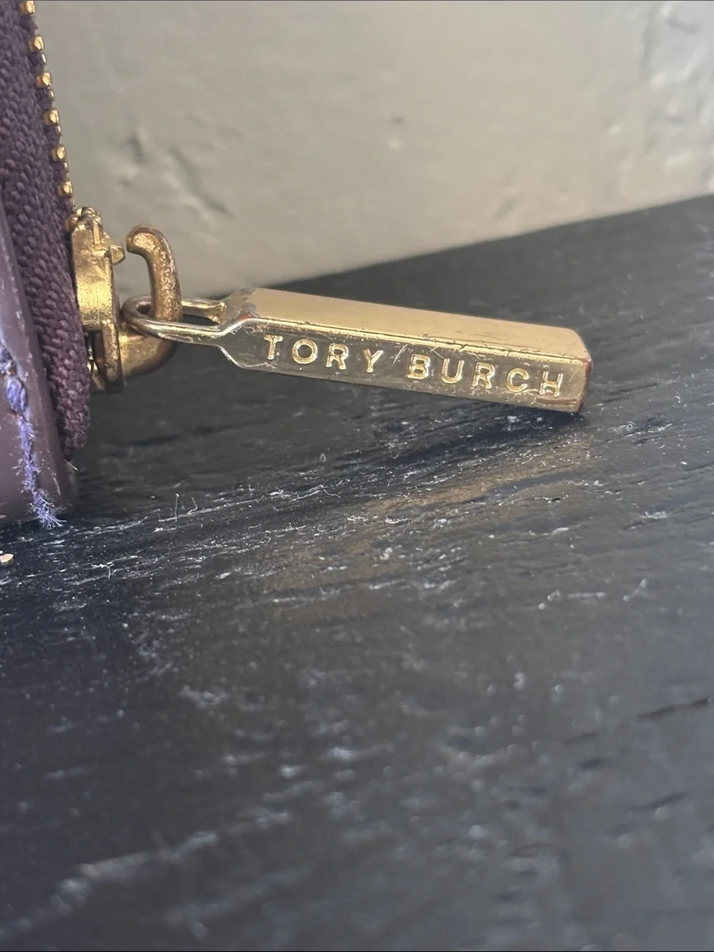 Tory Burch Patent Bow Zip Continental Wallet in Plum Purple